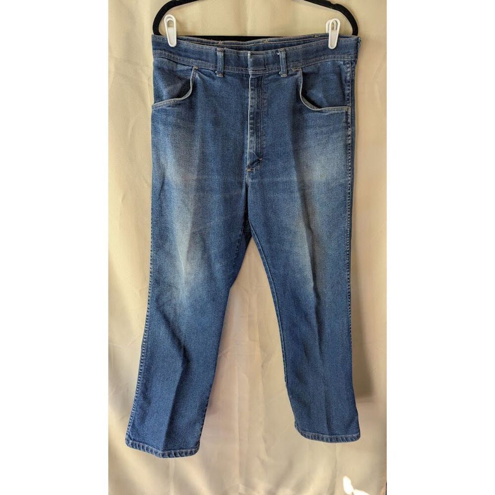 VTG Wrangler Jeans Western Cowboy Ranch Denim Elite Bar Clasp 36x38 USA 85498PS
